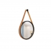 Espelho Decorativo Adnet Preto Alça Corino 30cm Redondo