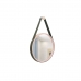 Espelho Decorativo Adnet Rosa Alça Corino 30cm Redondo