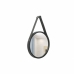 Espelho Decorativo Adnet Preto Alça Corino 20cm Redondo
