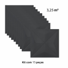 Kit 15 Placas Decorativas 3D Estelar Preto 50x50 cm